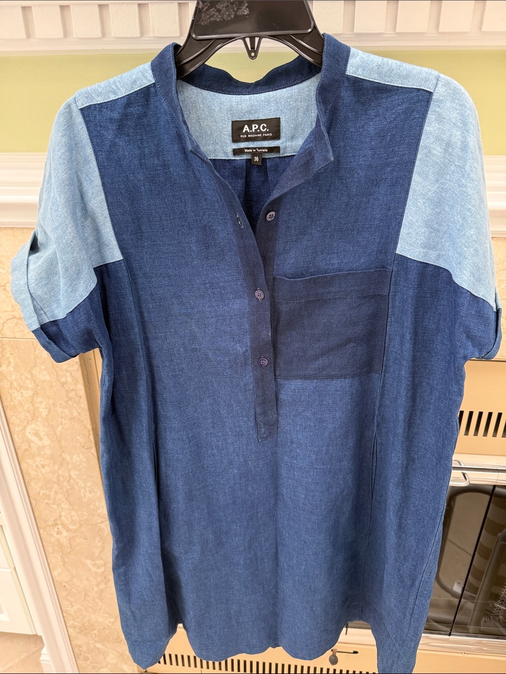 A.P.C. Two-Tone Denim Shift Dress